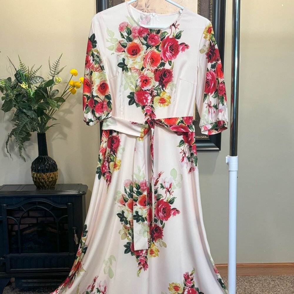 Gorgeous Floral Maxi with Waist Belt Super Soft Fabric